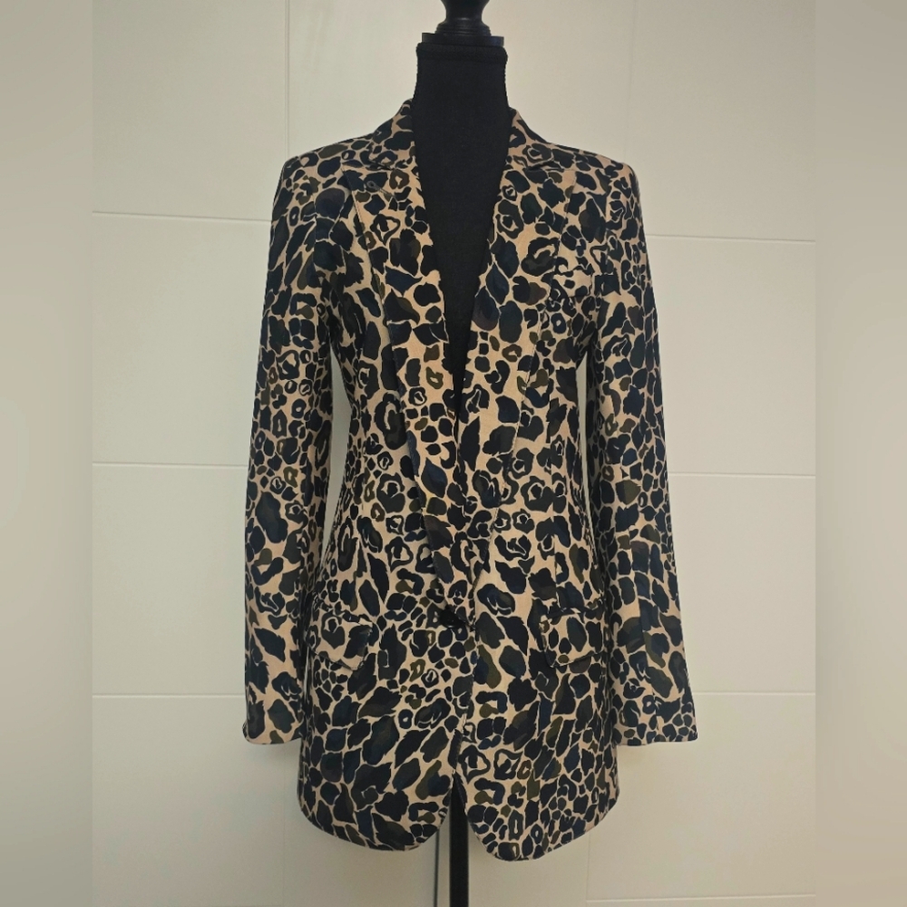 Smythe Long Notched Blazer - camo / floral print